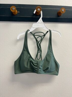 Amazon Olive Green Strappy Back Sports Bralette